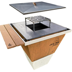 BRENN-BAR Designgrill Set mit Grillaufsatz, Edelstahldeckel und SideBoard
